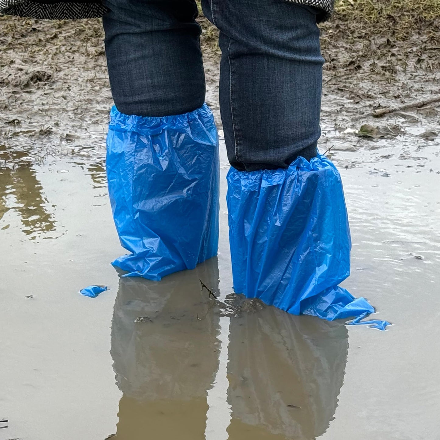 Tall Disposable Boot Covers - 50pcs Overshoes, Waterproof, Extra Large, Mud-Proof, Perfect for Outdoors, Gardening, Farming
