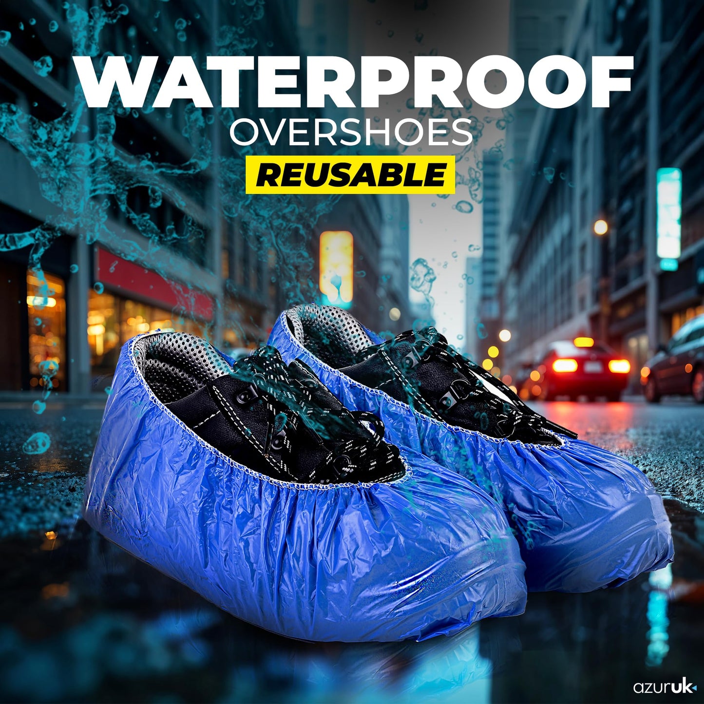 Shoe Covers - 500pcs Disposable Overshoes, 3x Thick, Reusable Shoe Cover, Waterproof Blue Overshoe, Mudproof and Thick (3xThick / 250Pairs)